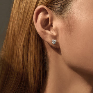 Сребърни обеци - Moissanite Heart Spark