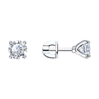 нежни сребърни обеци, родиево покритие, CZ Swarovski, sokolov,