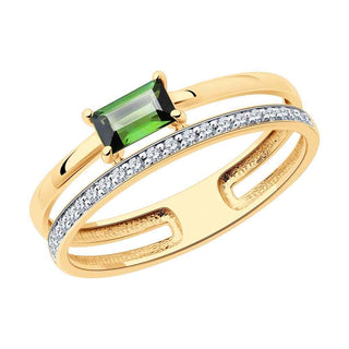 златен пръстен, брилянти, турмалин, sokolov,