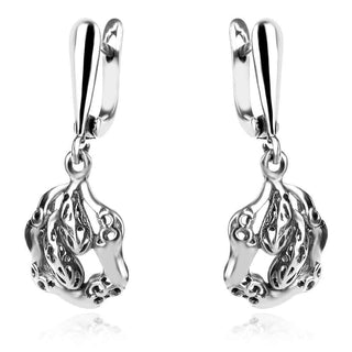 сребърни обеци, без камък, оксидирано сребро, Алгара,