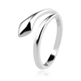 сребърен пръстен, пръстен змия, без камък, родиево покритие