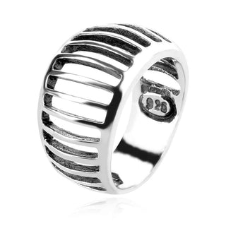 сребърен пръстен, тип халка, без камък, оксидирано сребро, Алгара,