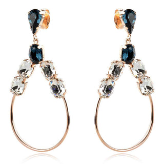 елегантни висящи обеци, кристал сваровски, розова позлата