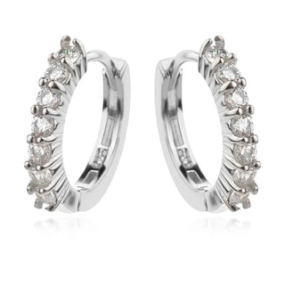 сребърни обеци, цирконий, родиево покритие, обеци тип халки