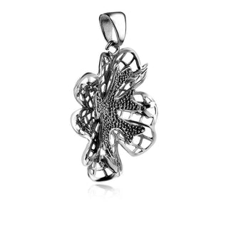 сребърен медальон, флорални мотиви, без камък, оксидирано сребро, Алгара,