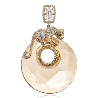 сребърен медальон с позлата GANEZZI с пантера и кристал сваровски