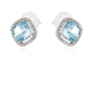 сребърни обеци, цирконий ICE CUT, родиево покритие