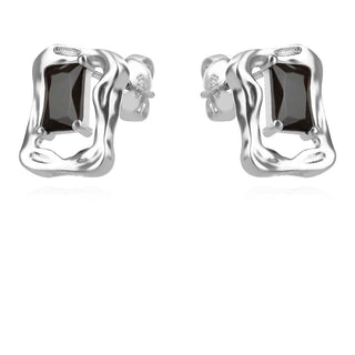 сребърни обеци, цветен цирконий, родиево покритие