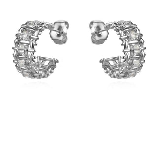 сребърни обеци, цирконий, обеци халки, родиево покритие