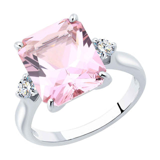 сребърен пръстен, ситал, цирконий, родиево покритие, Sokolov