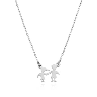 сребърно колие, момченце, момиченце, родиево покритие