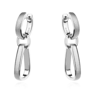 сребърни обеци, висящи обеци, цирконий, родиево покритие, матирано сребро