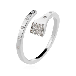 сребърен пръстен, цирконий, родиево покритие,