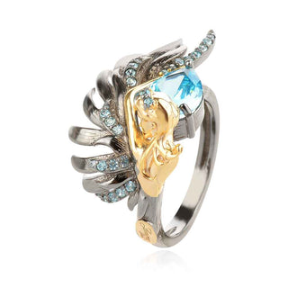 сребърен пръстен, шпинел, рутений, жълта позлата, Amore Arte