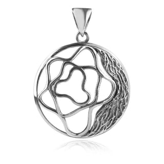 сребърен медальон, без камък, оксидирано сребро, Алгара,