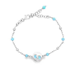 Детска сребърна гривна - Little Baby Steps Blue