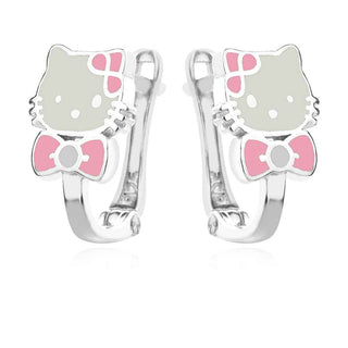 коте Hello Kitty, сребърни обеци, емайл, подходящи за дете,