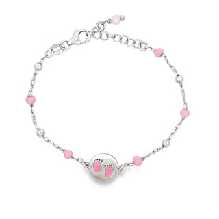 Детска сребърна гривна - Little Baby Steps Pink