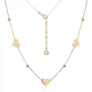 златно колие, без камък, топче, сърце