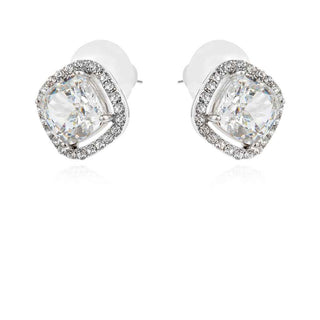 сребърни обеци, цирконий ICE CUT, родиево покритие