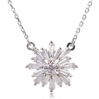 сребърно колие снежинка с цирконии