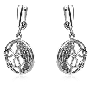 сребърни обеци, без камък, оксидирано сребро, Алгара,