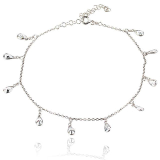 сребърна гривна за глезен с цветни цирконии