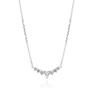 сребърно колие, цирконий, родиево покритие