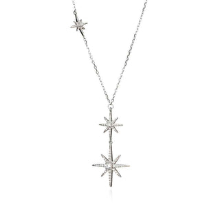 сребърно колие, звезда, цирконий, родиево покритие, стил APM Monaco,