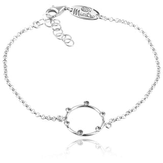 нежна сребърна гривна с кристали сваровски, родиево покритие,