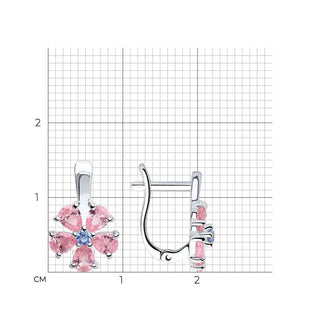 Сребърни обеци - Pink flowers