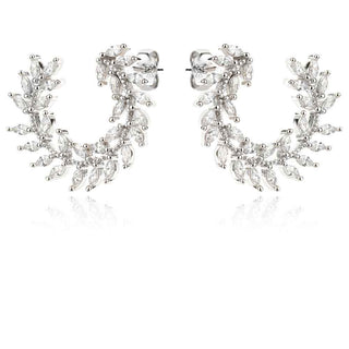 сребърни обеци, цирконий, родиево покритие, подходящи за повод,