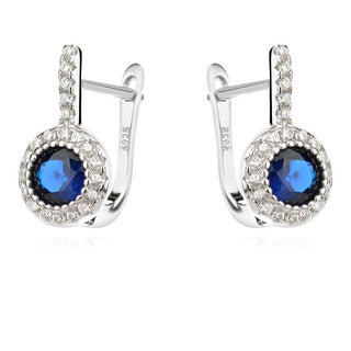 сребърни обеци, цирконий, родиево покритие