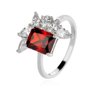 сребърен пръстен, цирконий А+++, родиево покритие, подходящ за повод