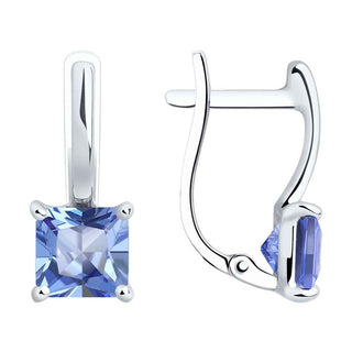 златни обеци, танзанит- ситал, бяло злато, sokolov,