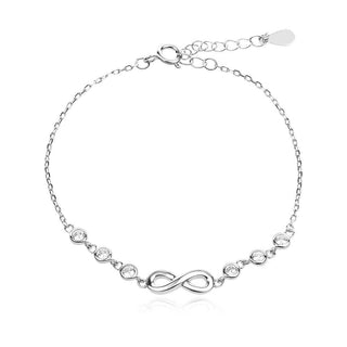 сребърна гривна, цирконий, родиево покритие, знак безкрайност