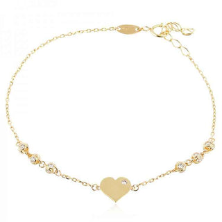 златна гривна, цирконий, сърце