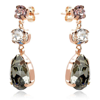 висящи елегантни обеци, кристал сваровски, розова позлата, капка