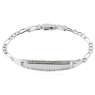 сребърна гривна, подходяща за дете, гривна с плочка, цирконий