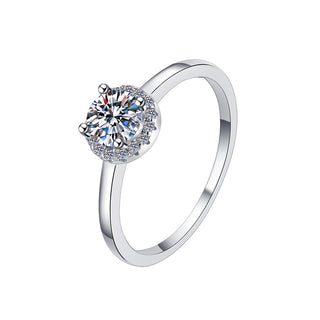 Сребърен пръстен - Lumina Halo Moissanite