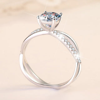 Сребърен пръстен - Moissanite Twist