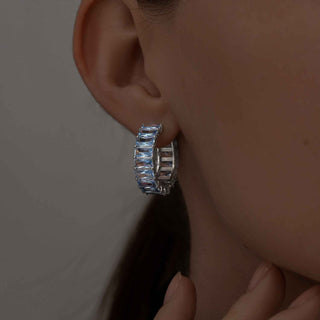 Сребърни обеци - Vogue hoops blue