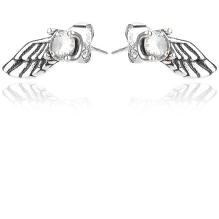 сребърни обеци, ангелско крило, циркон