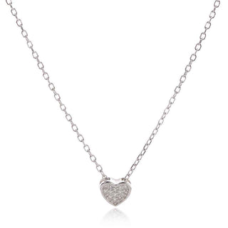 сребърно колие с миниатюрно сърце с циркони