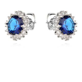 сребърни обеци, цирконий, родиево покритие