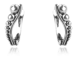 сребърни обеци, без камък, оксидирано сребро, Алгара,