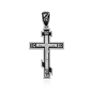 сребърен кръст, емайл, родиево покритие, без камък, подходящ за мъже