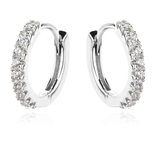 сребърни обеци, обеци тип халки, цирконий, родиево покритие,