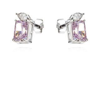 сребърни обеци, цирконий, родиево покритие, цвят аметист