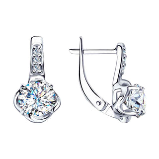 сребърни обеци, родиево покритие, CZ Swarovski Граф Орлов, CZ Swarovski, sokolov,